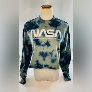 MIGTHY FINE TIE DYE NASA CROPPED SWEATER SIZE MEDIUM